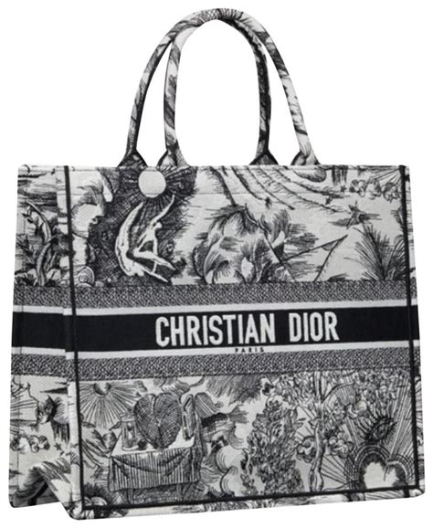 dior black and white tote bag|christian dior canvas tote.